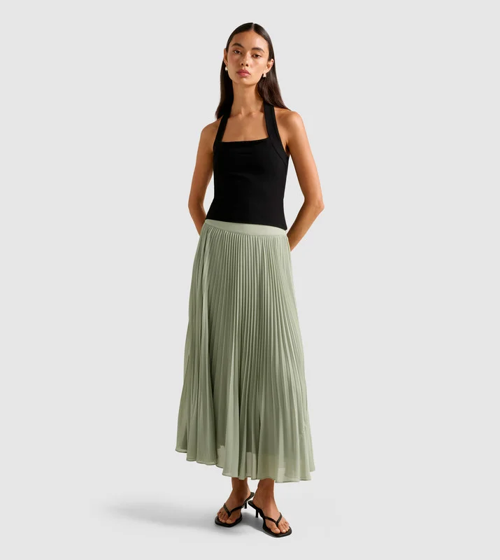 فورايفر نيو AURORA Pleated Midi Skirt
